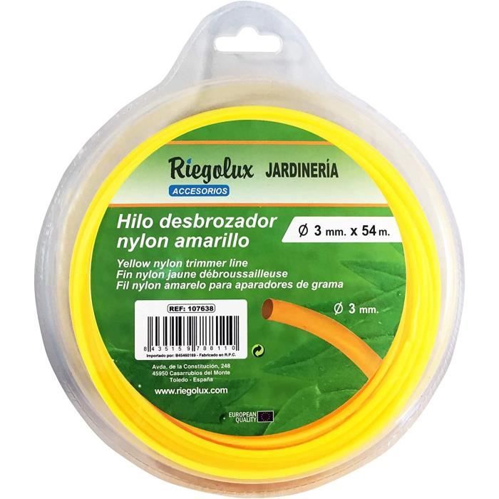 RIEGOLUX 107638 Fil de débroussailleuse en Nylon Rond Jaune 3 mm x 54