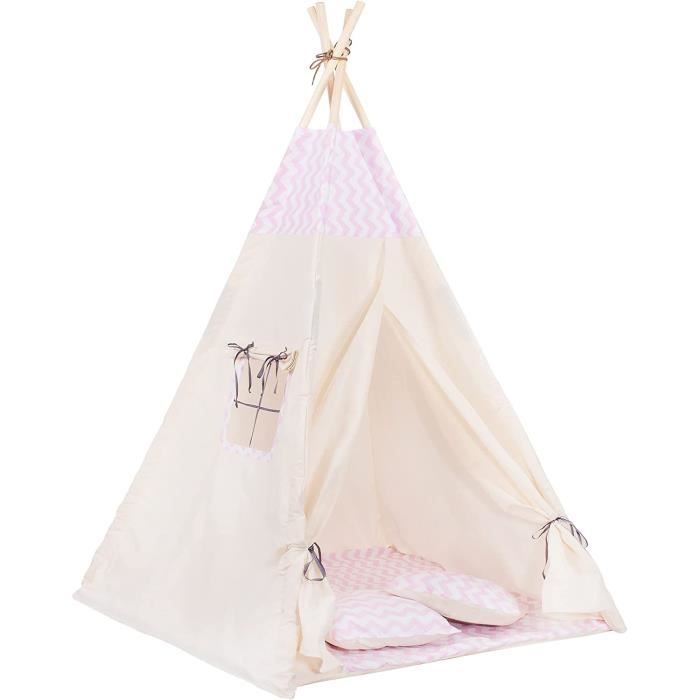 Little Dove Tente De Jeu Tipi En Coton 100% Naturel Pour Enfants Avec Matelas - 110x110x145 Cm