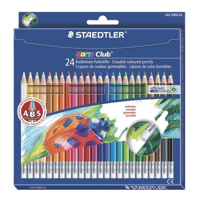 Crayons de couleur STAEDTLER 24 crayons Mine effaçable