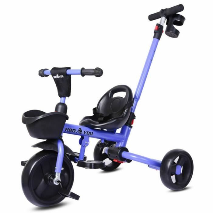 Tricycle Bébé Evolutif avec Putter Amovible, avec Roues Silencieuses en