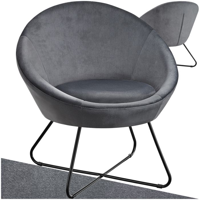 Tectake Fauteuil Cocktail Rembourré Avec Revêtement En Velours Aspect Velours Beige
