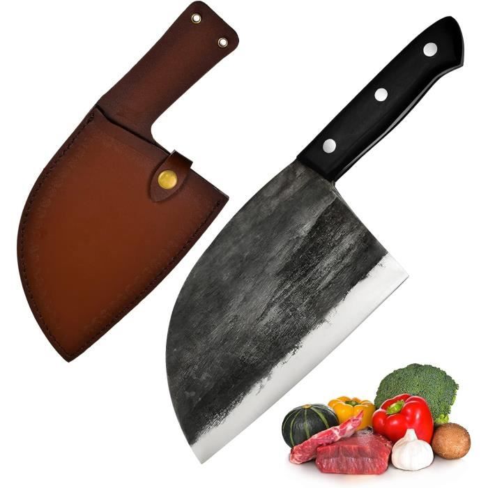 Couteau De Boucher Japonais Professionnel Forgé à La Main En Acier Damas - Lot Complet