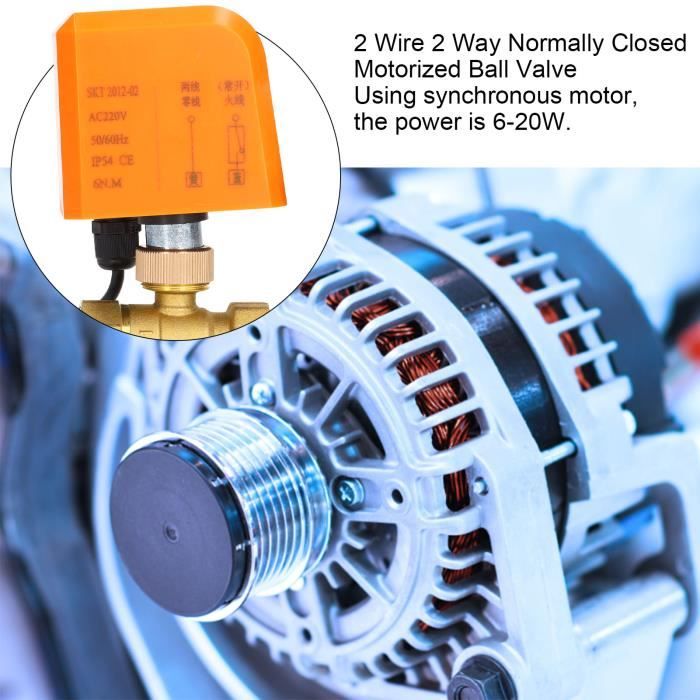 Vanne à Bille Motorisée 1/2" NPT - 9-24V AC/DC, 3 Fils, Acier Inox EPDM, Pour Eau/air