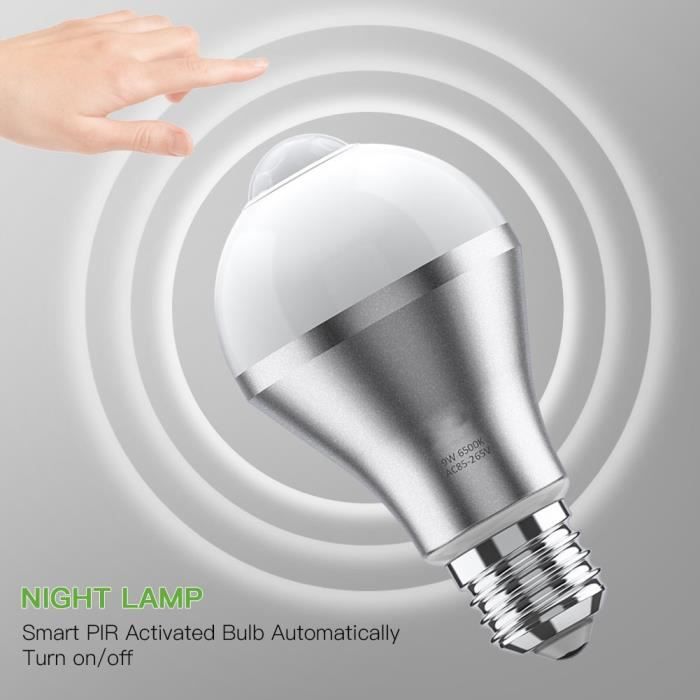 Ampoule Intelligente À Capteur De Mouvement Pir, Lampe Led E27 Avec