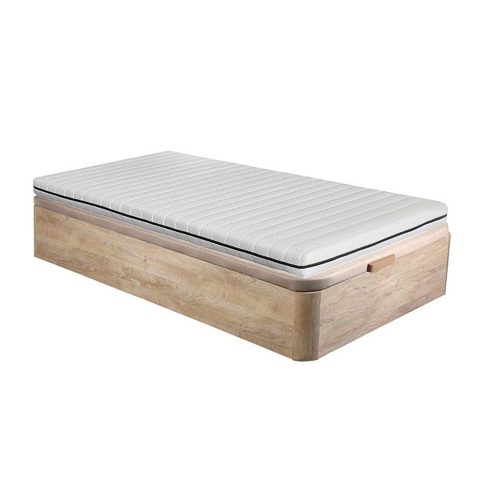Ensemble 90 x 190 cm sommier coffre naturel clair + matelas mousse déhoussable ép.10cm - NASUS de YSMÉE