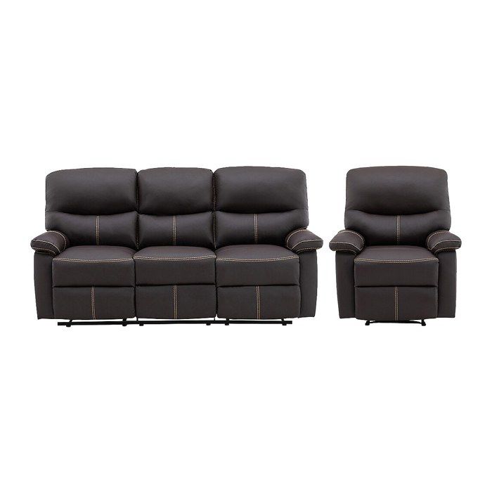 Canapé 3 places et un fauteuil relax en simili marron CANBY