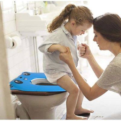 Réducteur De Toilette Pliable Pour Bébé - Siège WC Voyage Avec Sac Rangement, 8 Ventouses, Bleu - Hygiène Et Sécurité
