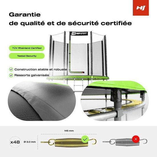 Trampoline Enfants - 366 cm - Filet Sécurité - Échelle - Cadre Acier