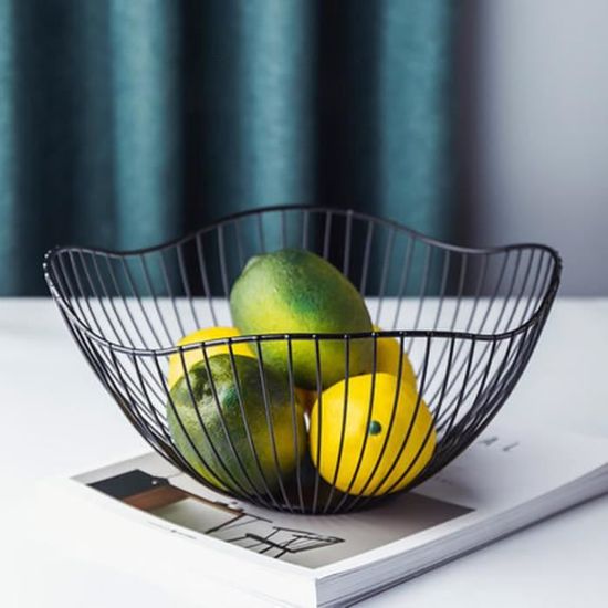 JUNYFFF Corbeille à Fruits 4 Étages - Grande Panier En Métal Pour Plan De Travail - Coupe Design Pour Fruits Et Légumes - Décoration Table, Noir