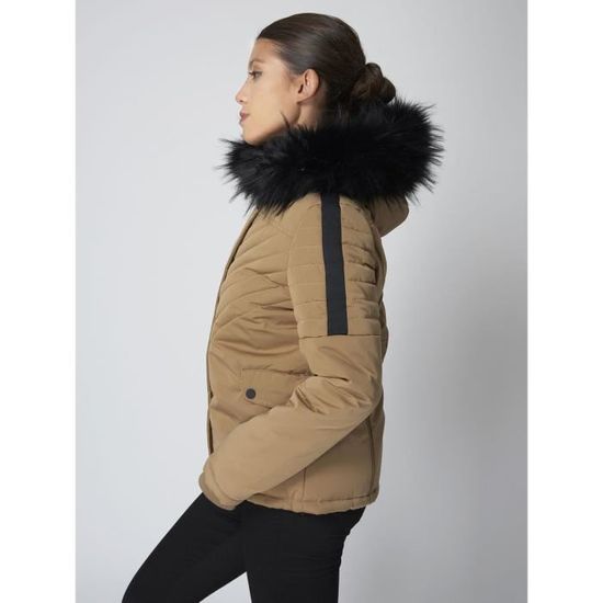 Parka courte matelassee a capuche PROJECT X PARIS Femme Beige Beige Cdiscount Pret a Porter