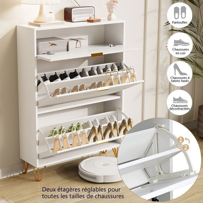 Étagère à Chaussures Pliable Catekro - Bambou, 50x25x41 Cm, Rangement Entrée