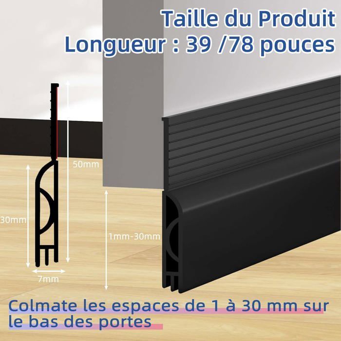 Boudin De Porte Isolant Froid, Bas De Porte, 97 X 10 Cm, Isolation