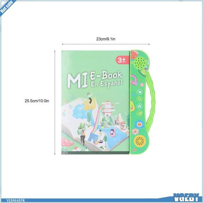 Generic Livre Sonore électronique, Jouet éducatif en Langue Espagnole, Améliore la créativité des Enfants, Livre Sonore d'apprentissage Multifonction pour Les Enfants de Plus de 3 Ans (Orange