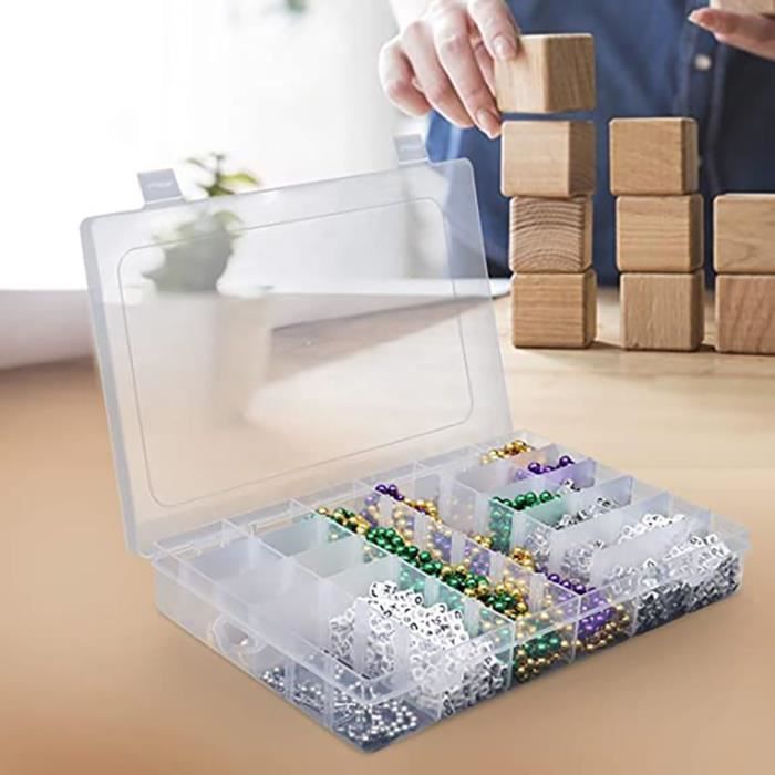 Boîte à 36 Compartiments Boîte à Bijoux Transparente Réglable