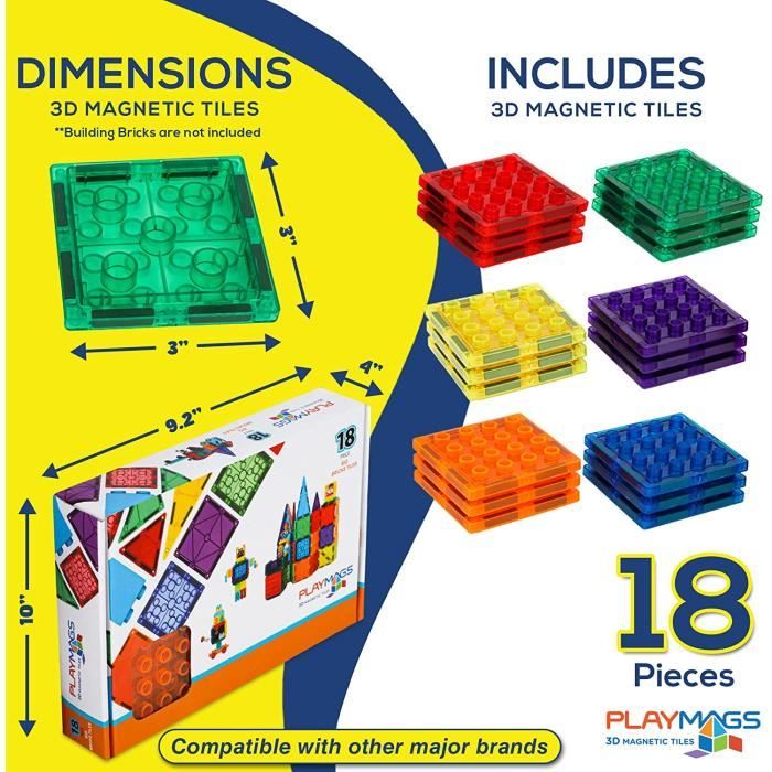 Playmags - Ensemble de construction magnétique ultime de 200 pièces avec  Accessoires