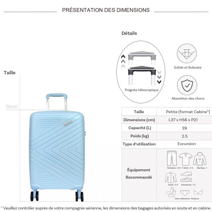 Valise De Maternité Garessi M12 Bleu Ciel - Set Drap 100% Coton Pour Bébé - Lavable Et Doux