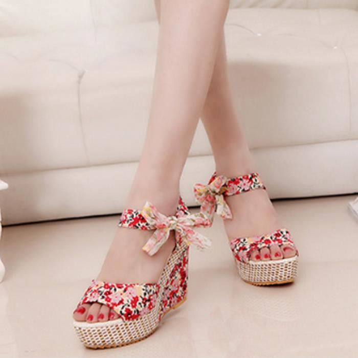 Escarpin Femme JS Nouveau talon compense boheme fishbill Rouge Achat Vente Escarpin Femme JS Nouveau talon compense boheme fishbill Rouge pas cher Cdiscount