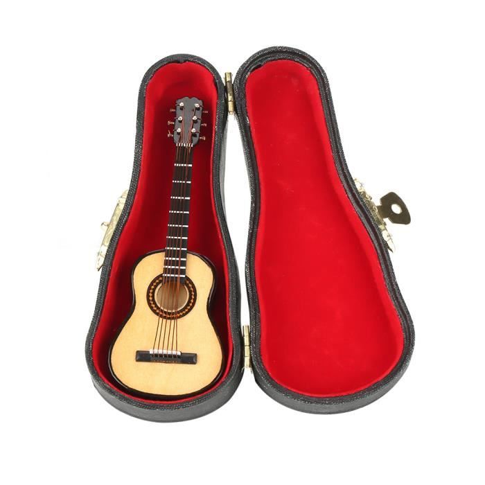 Miniature De Guitare En Bois Axman – Modèle Décoratif 10 Cm Avec Support Et Coffret – Ornement Artisanal Pour Bureau, Décoration De Gâteau Ou Cadeau Musicien