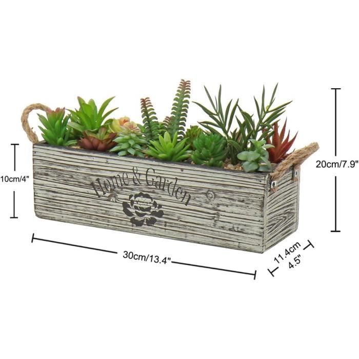 Plante Succulente Artificielle à Suspendre Hobyhoon - Lot De 2 Dans Pot En Bois Pour Décoration Intérieure Et Extérieure