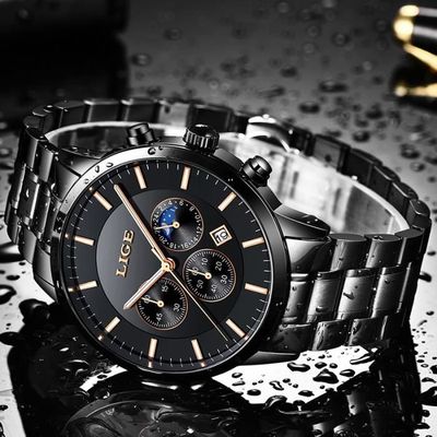 Montre Chronographe Homme Lige Carrée Rouge Et Noire - Quartz, étanche 30m, Style Sport