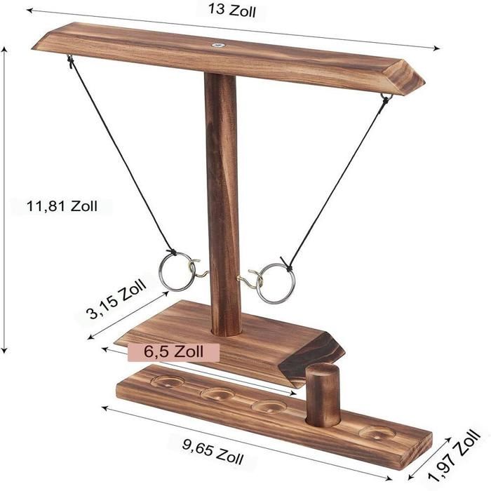 GERUI Ring Toss Game - Jeu De Lancer D'Anneaux En Bois Fait Main Pour Enfants Et Adultes, Idéal Fêtes Et Extérieur