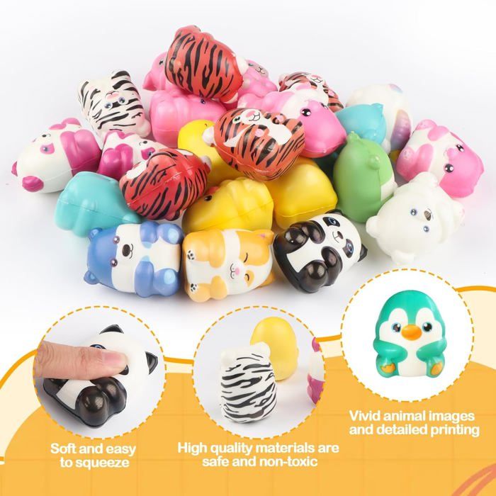 Lot De 50 Squishies Animaux Kawaii – Jouets Antistress Mochi 4 Cm – Slow Rising – Cadeau Anniversaire, Noël – Dès 3 Ans – Purpledi