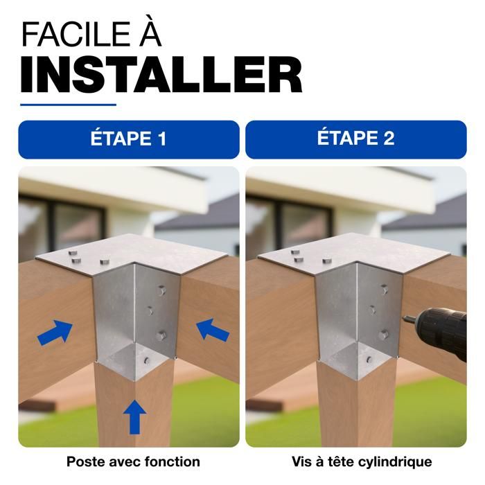 GeZu Impex Connecteur de Poteau Forme en Y 81 x 81 mm Galvanisé à Chaud ...