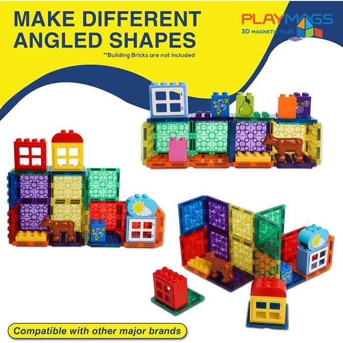 Playmags Tuiles magnetiques, Briques de Construction magnetiques, Blocs  magnetiques exclusifs Playmags, developpement des com - Cdiscount Jeux -  Jouets