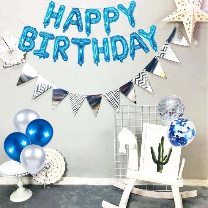 Décoration 50 Ballons En Nuage Bleu, Argent Et Blanc REF/22767