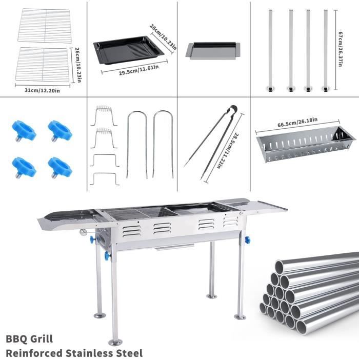 Bigzzia Brasero Exterieur pour Jardiarbecue charbon de bois Pliable BBQ