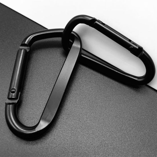 Lot De 8 Mousquetons Noirs En Acier – Forme D Aplatie – Porte-clés, Sacs, Camping, Pêche – Légers Et Résistants – Ne Pas Utiliser En Escalade
