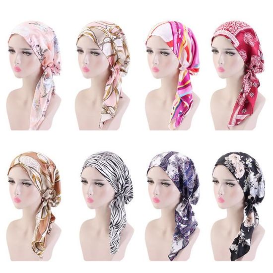Turban Chimio élégant Pour Femmes - Foulard Satin élastique - Confortable Et Stylé - Idéal Perte Cheveux