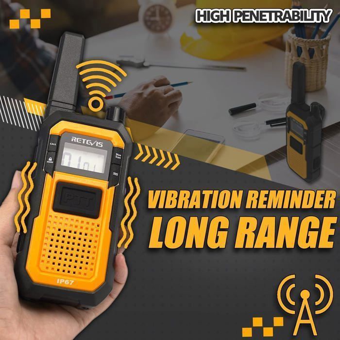 Retevis RB648 Talkie Walkie, IP67 Radio Bidirectionnelle Iperéable