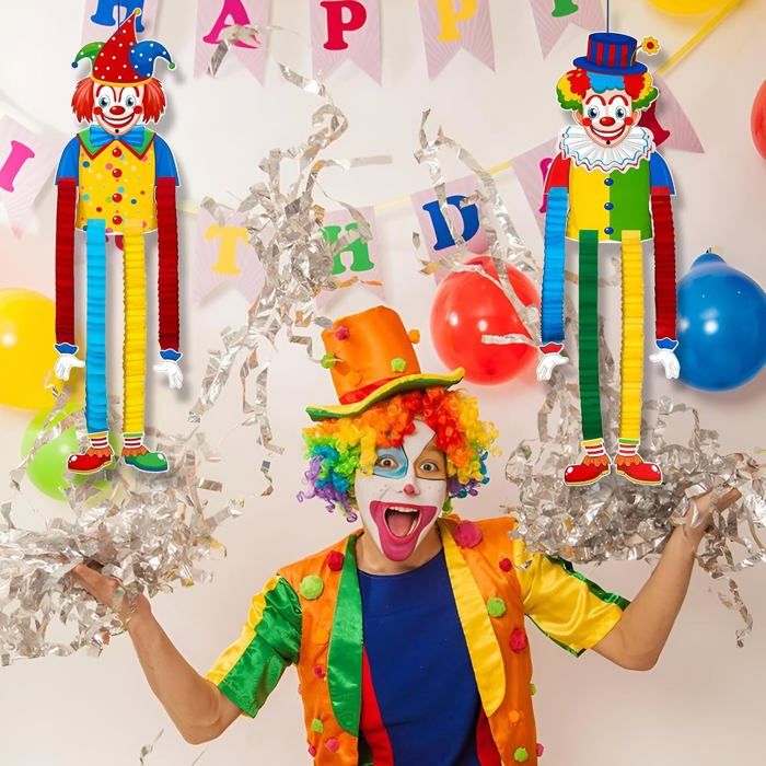 HUKUMA Lot de 2 guirlandes de clown décoratives pour carnaval