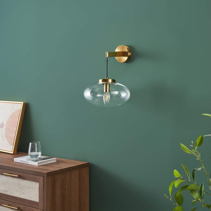 Paire d'appliques vintage avec verre globe en laiton