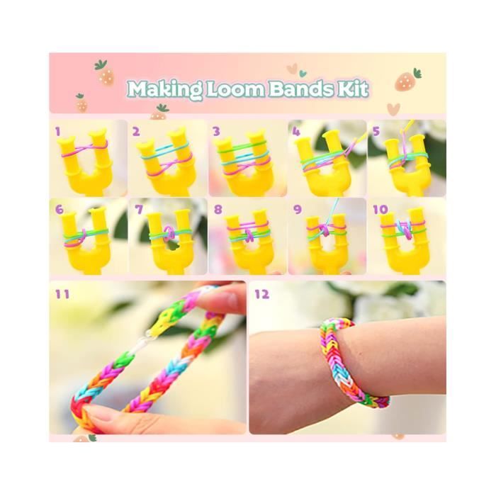 1 boîte de kit de bande colorée Kit de bracelet en caoutchouc bande  élastique 15 bricolage éducatif 