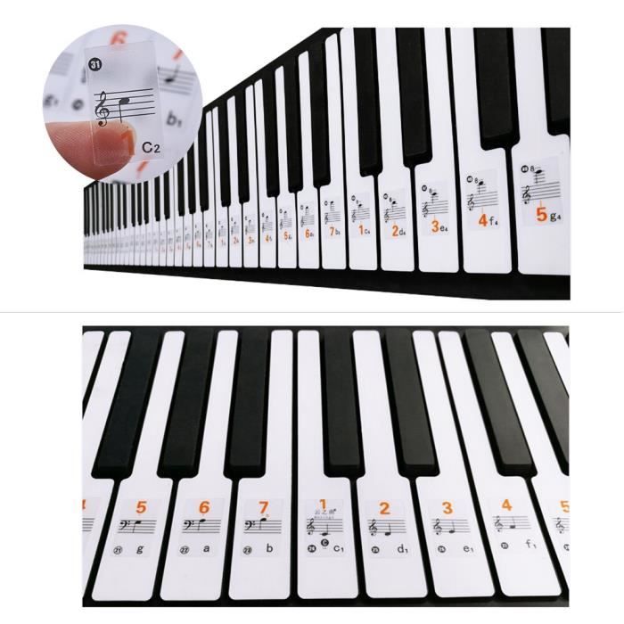 Fazley KeyNote Sheet 88 autocollants pour touches de piano e