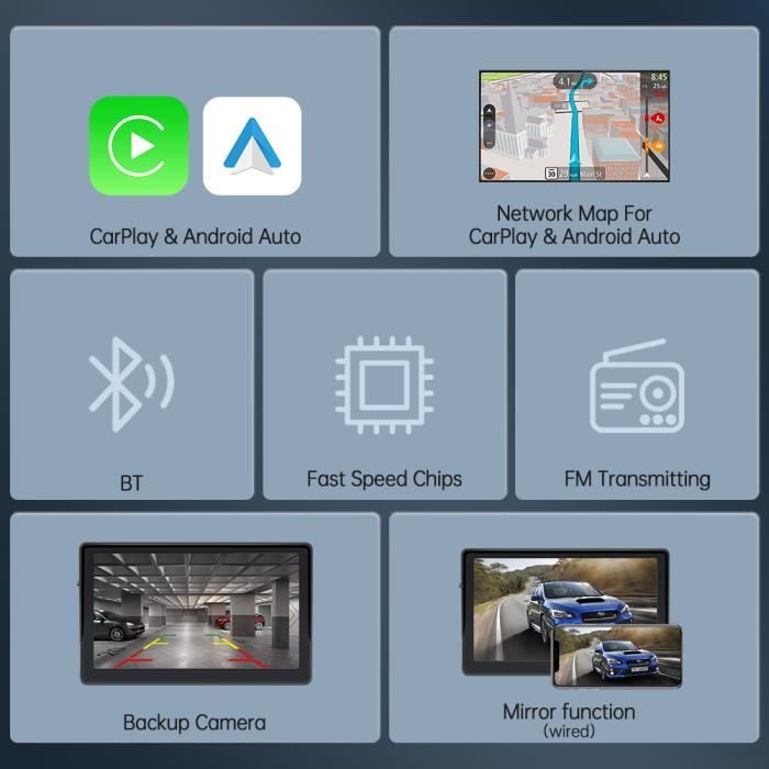 Ecran Apple Carplay 7 pouces - Android auto - Universel - Sans fil -  Bluetooth