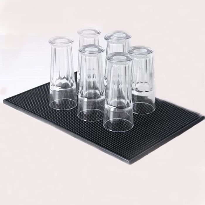 Tapis De Bar 30x15cm Lot De 2 + 2 Dessous De Verre - Anti-Déversement PVC Pour Comptoir