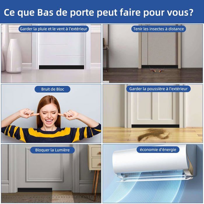 Bas De Porte Anti-Courant D’Air 100 Cm – Boudin Autocollant Isolation Froid, Bruit Et Poussière, Blanc, Pour Portes 3,5-5,5 Cm (Espace 0,3-2 Cm)