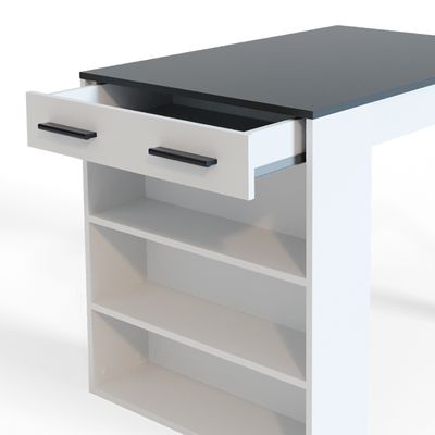 Table De Bar Vicco Blanche Avec étagère Et Rangements – 80 X 57 X 106 Cm