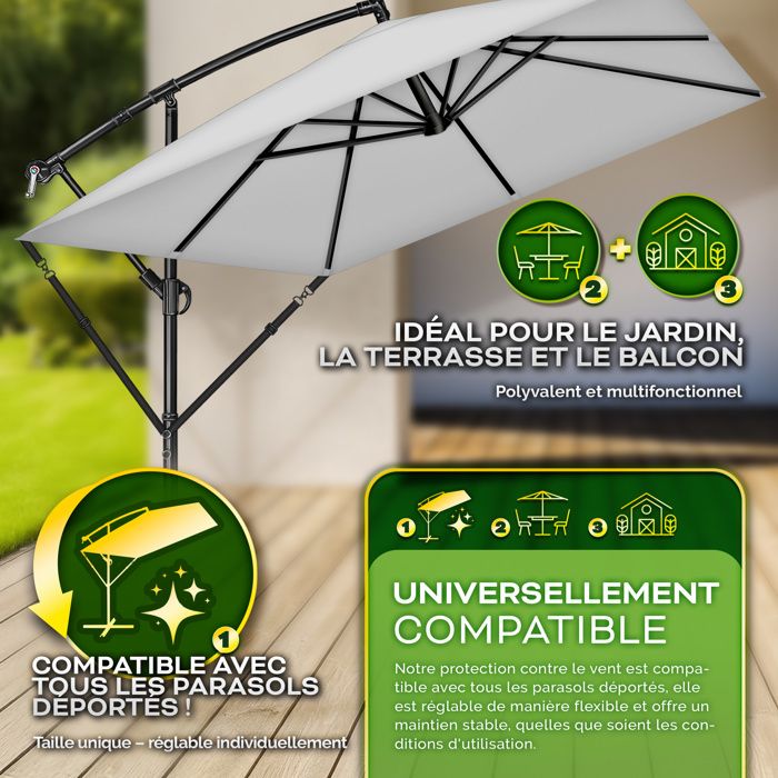 Sangles de sécurité contre le vent pour sécuriser le parasol, parasol de jardin à suspendre, protection contre le vent pour parasols déportés, support de parasol, sangle de parasol de terrasse Sangles de sécurité contre le vent pour sécuriser le parasol, parasol de jardin à suspendre, protection contre le vent pour parasols déportés, support de parasol, sangle de parasol de terrasse