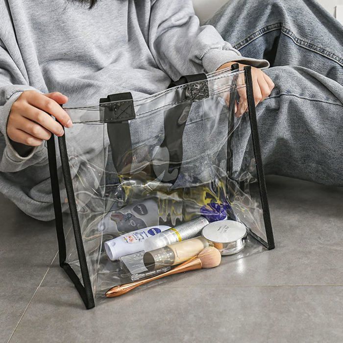 Sac Transparent Fourre-tout Zyiphor 30x30x15 Cm - PVC Imperméable, Bandoulière Réglable Pour Stades Et Concerts