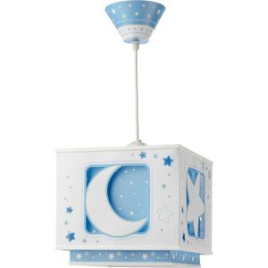 LUSTRE ET SUSPENSION Dalber - Lampe à suspension enfant - Moonlight - Motif lune et étoiles, L 24 cm, H 30 cm, Bleu