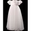 Nouveau bébé satin blanc manches longues baptême robe bonnet 0 3 6 9 12 mois