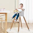 Chaise haute bébé ergonomique - Réglable - Beige - Pour enfants de 6 mois à 3 ans-0