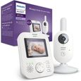 Philips Avent Babyphone Vidéo, Écran Couleur, 100% Privé et sécurisé, 2,7 Pouces, Berceuses et Fonction Répondre à bébé, Blanc/Gris-0