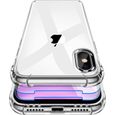 Coque iPhone X - iPhone Xs + 2 Verres Trempés Protection écran 9H Anti-Rayures Housse Silicone Antichoc Transparent-0