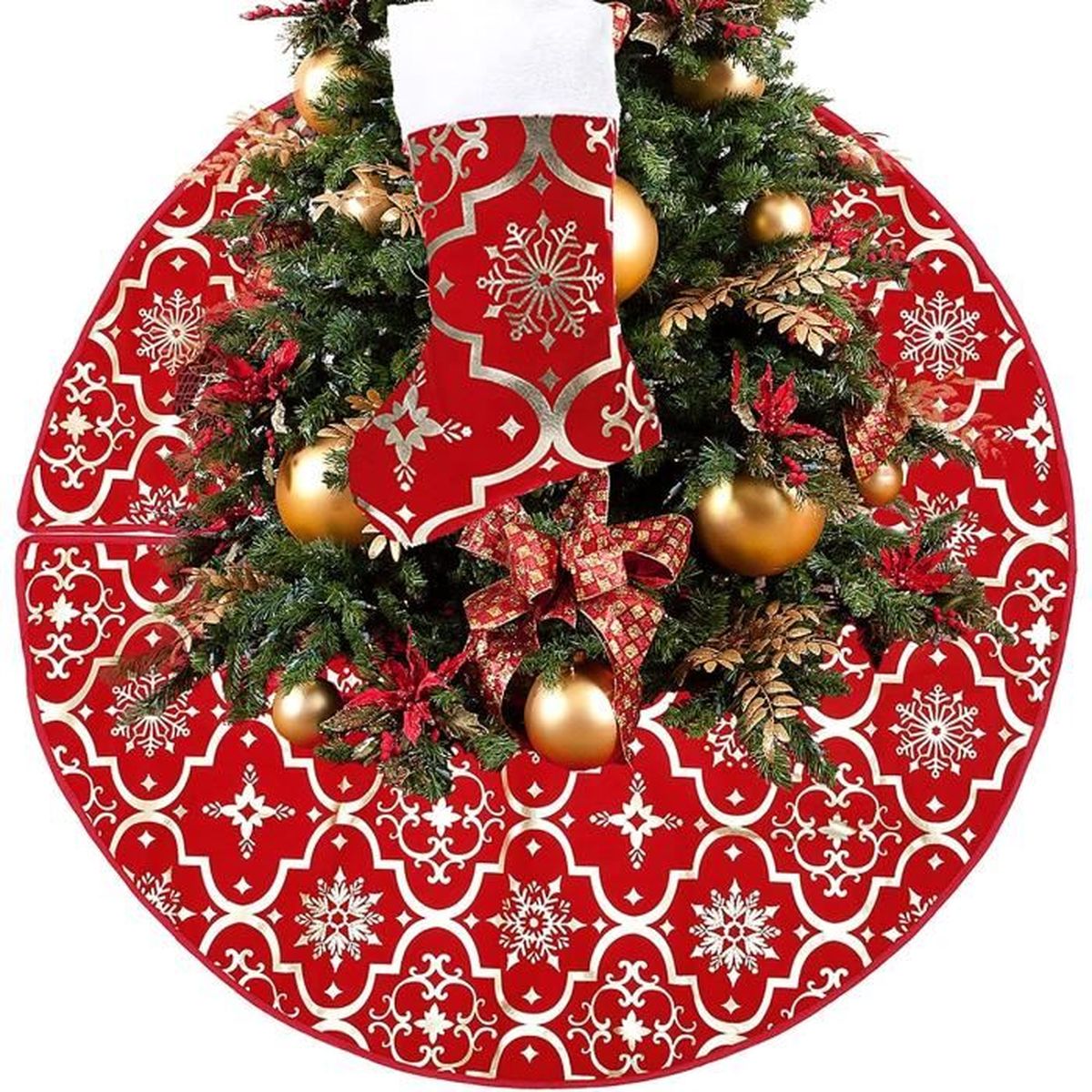 Tapis de sapin de Noël 120 cm, jupe de sapin de Noël en peluche avec