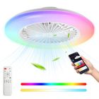 Riossad RGB Ventilateur Plafond avec Lumiere Moderne - Ventilateur Silencieux avec Télécommande -Blanc